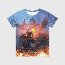 Детская футболка 3D Elden Ring битва с драконом
