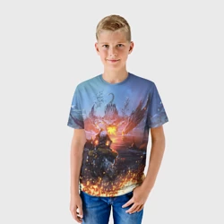 Детская футболка 3D Elden Ring битва с драконом - фото 2