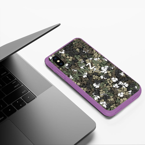 Чехол для iPhone XS Max матовый Kinza камуфляж, цвет фиолетовый - фото 5