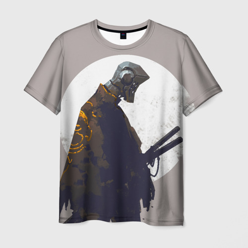 Мужская футболка с принтом Скелет-самурай, вид спереди №1