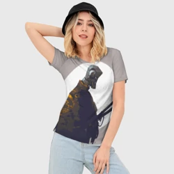 Женская футболка 3D Slim Скелет-самурай - фото 2