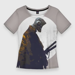 Женская футболка 3D Slim Скелет-самурай