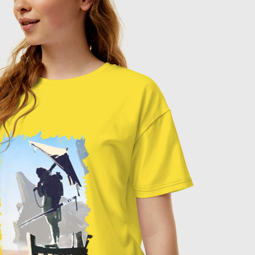 Женская футболка хлопок Oversize Warrior of desert, цвет желтый - фото 3