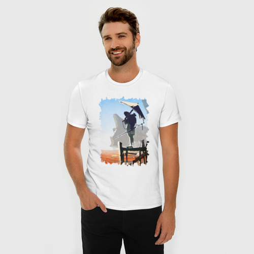 Мужская футболка хлопок Slim Warrior of desert, цвет белый - фото 3