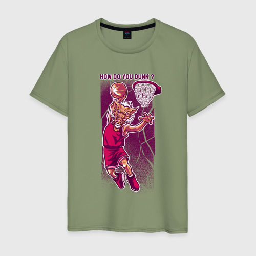 Мужская футболка хлопок Кабан баскетболист, цвет авокадо