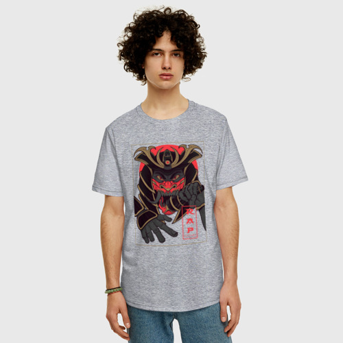Мужская футболка хлопок Oversize с принтом Монстр самурай рэпер, фото на моделе #1