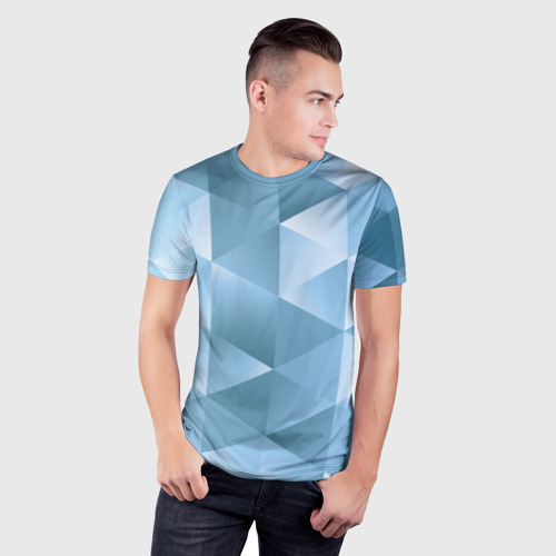 Мужская футболка 3D Slim с принтом Треугольники - Frozzen, фото на моделе #1