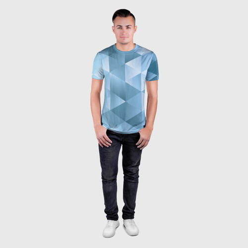 Мужская футболка 3D Slim с принтом Треугольники - Frozzen, вид сбоку #3