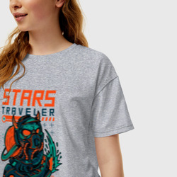 Женская футболка хлопок Oversize Звёздный путешественник демон - фото 2