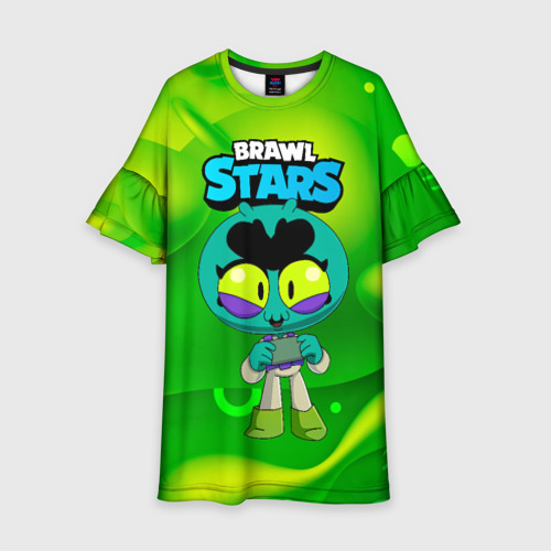 Детское платье 3D с принтом Eve green   brawl    Stars, вид спереди #2