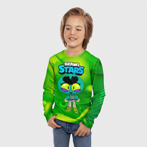 Детский лонгслив 3D с принтом Eve green   brawl    Stars, фото на моделе #1