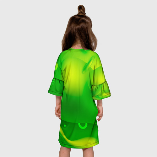 Детское платье 3D с принтом Eve green   brawl    Stars, вид сзади #2