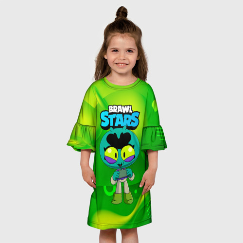 Детское платье 3D с принтом Eve green   brawl    Stars, вид сбоку #3