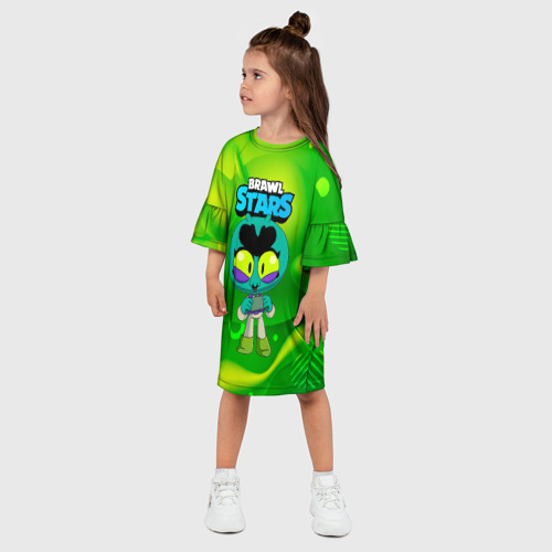 Детское платье 3D с принтом Eve green   brawl    Stars, фото на моделе #1