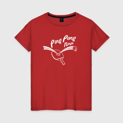 Женская футболка хлопок Пинг понг ниндзя