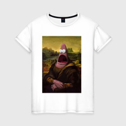 Женская футболка хлопок Патрик Губка Боб Мона Лиза