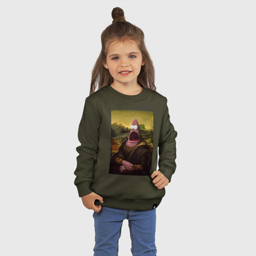 Детский свитшот хлопок Патрик Губка Боб Мона Лиза, цвет хаки - фото 3