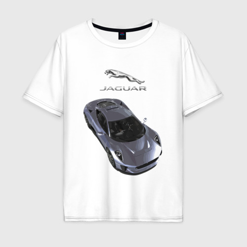 Мужская футболка хлопок Oversize с принтом Jaguar / Motorsport, вид спереди #2