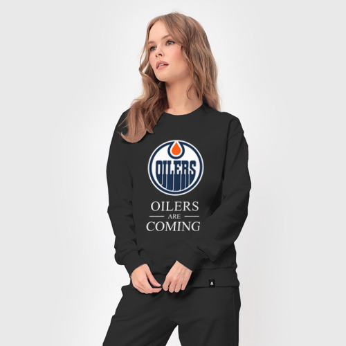 Женский костюм хлопок с принтом Edmonton Oilers are coming Эдмонтон Ойлерз, вид сбоку #3