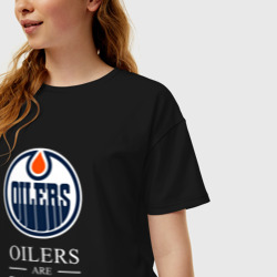 Женская футболка хлопок Oversize Edmonton Oilers are coming Эдмонтон Ойлерз - фото 2