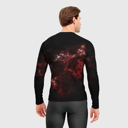 Мужской рашгард 3D с принтом Красный космос: Red space, вид сзади #2