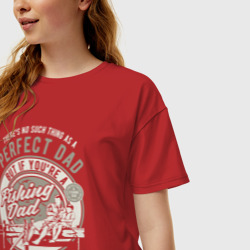 Женская футболка хлопок Oversize Идеальный отец - папа рыбак - фото 2