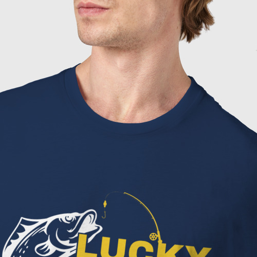 Мужская футболка хлопок Счастливая рыбацкая футболка не стирать, цвет темно-синий - фото 6