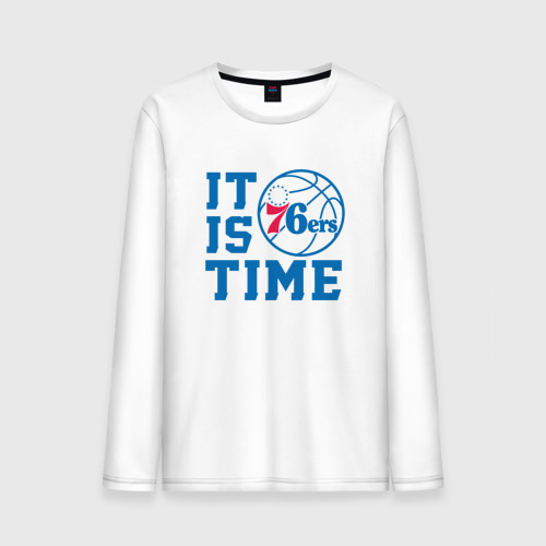 Мужской лонгслив хлопок It Is Philadelphia 76ers Time Филадельфия Севенти Сиксерс, цвет белый