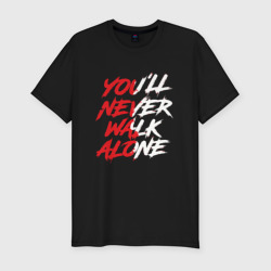 Мужская футболка хлопок Slim Liverpool Youll never walk alone Ливерпуль