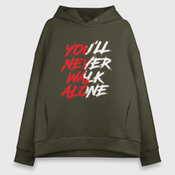 Женское худи Oversize хлопок Liverpool Youll never walk alone Ливерпуль