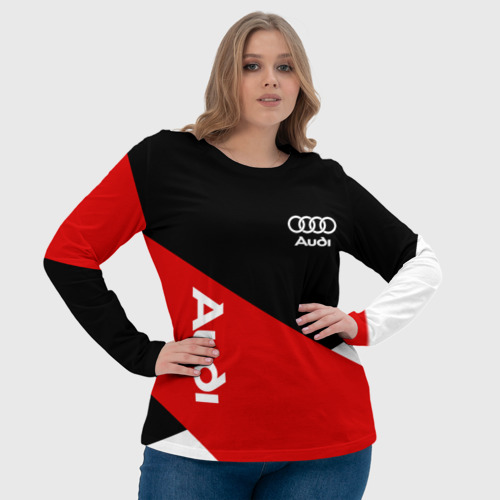 Женский лонгслив 3D с принтом Audi Ауди Черный Красный Белый, фото #4