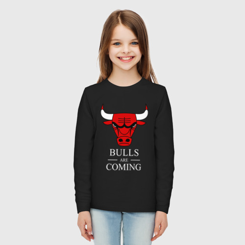 Детский лонгслив хлопок Chicago Bulls are coming Чикаго Буллз, цвет черный - фото 5