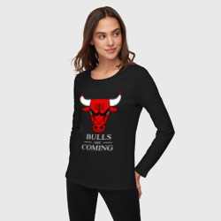 Женский лонгслив хлопок Chicago Bulls are coming Чикаго Буллз - фото 2