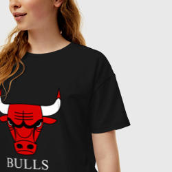 Женская футболка хлопок Oversize Chicago Bulls are coming Чикаго Буллз - фото 2