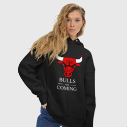 Женское худи Oversize хлопок Chicago Bulls are coming Чикаго Буллз - фото 2