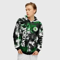 Мужская толстовка 3D на молнии Skoda Sport Style Шкода - фото 2