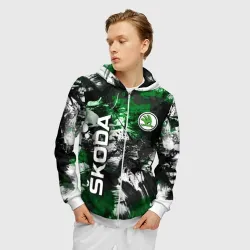Мужская толстовка 3D на молнии Skoda Sport Style Шкода - фото 2