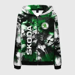 Мужская толстовка 3D на молнии Skoda Sport Style Шкода