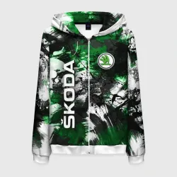 Мужская толстовка 3D на молнии Skoda Sport Style Шкода