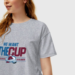 Женская футболка хлопок Oversize Colorado Avalanche we want the cup Колорадо Эвеланш - фото 2