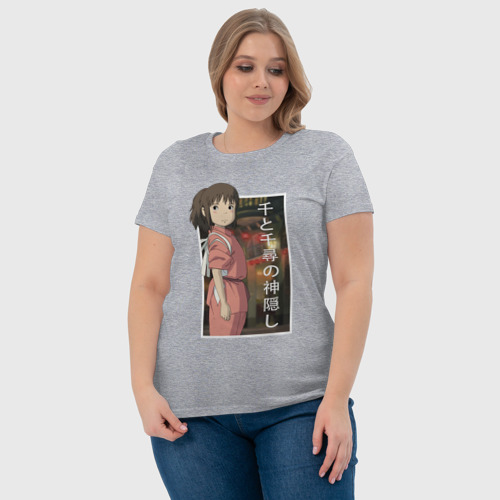 Женская футболка хлопок Унесённые призраками Сэн, цвет меланж - фото 6