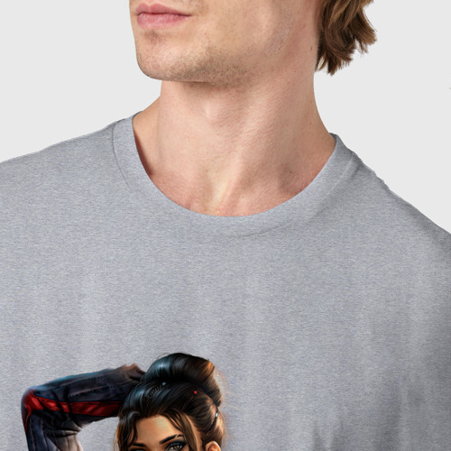 Мужская футболка хлопок Рanam сyberpunk2077  , цвет меланж - фото 6