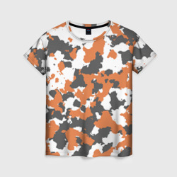 Женская футболка 3D Камуфляж Orange Camo