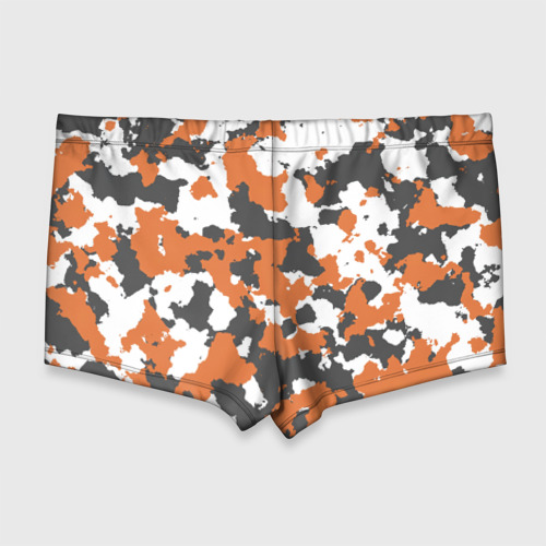 Мужские купальные плавки 3D Камуфляж Orange Camo, цвет 3D печать - фото 2