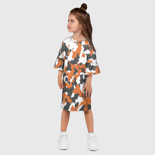 Детское платье 3D Камуфляж Orange Camo, цвет 3D печать - фото 3