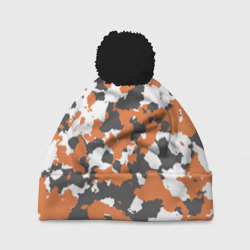 Шапка 3D c помпоном Камуфляж Orange Camo