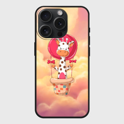 Жираф на воздушном шаре – Чехол силиконовый для Apple iPhone 15 Pro матовый с принтом купить