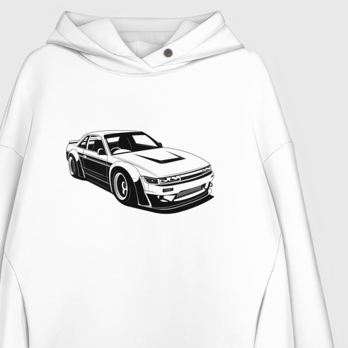 Женское худи Oversize хлопок Nissan Silvia S13 RB, цвет белый - фото 3