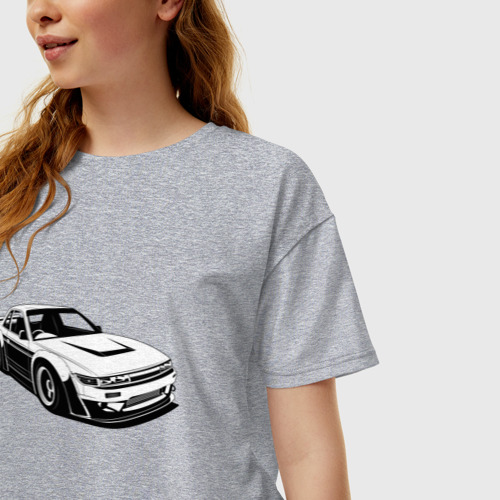 Женская футболка хлопок Oversize Nissan Silvia S13 RB, цвет меланж - фото 3