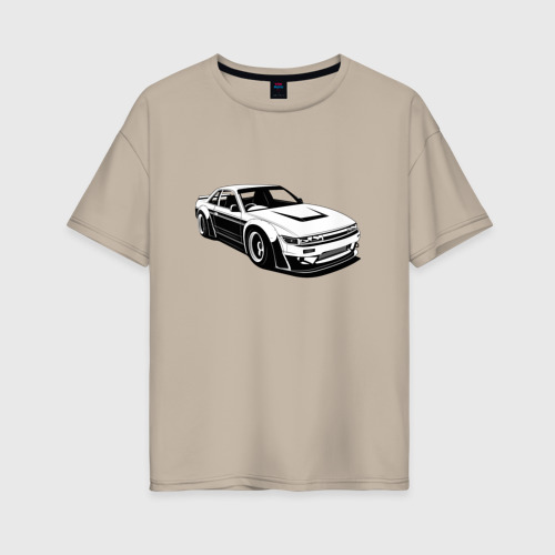 Женская футболка хлопок Oversize Nissan Silvia S13 RB, цвет миндальный